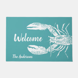 Tapete Lagosta Azul Branca e Teal Personalizada