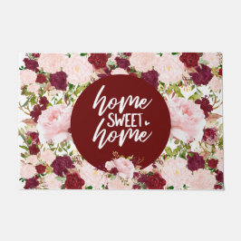 Tapete Lar Doce Lar Floral Borgonha Personalizado