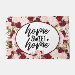 Tapete Lar Doce Lar Floral Borgonha Personalizado