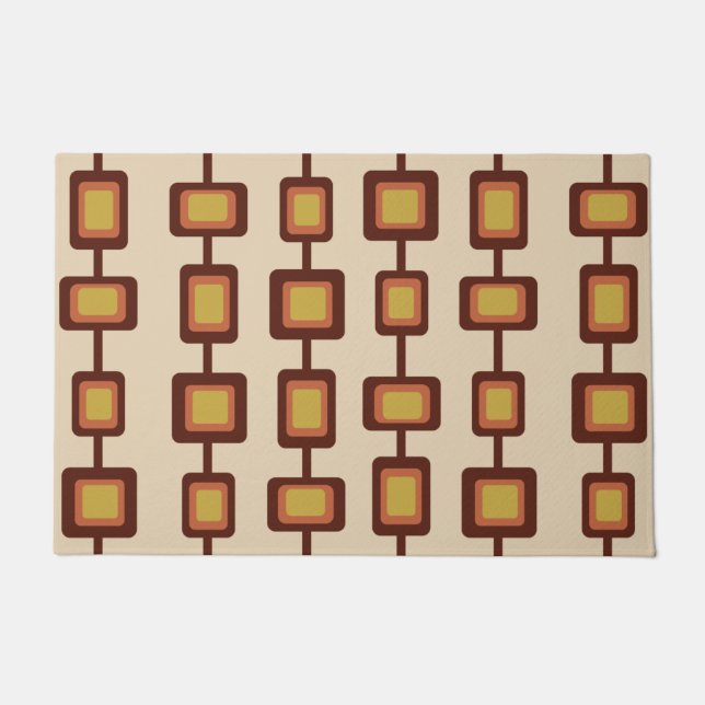 Tapete Laranja-Amarelo-Arredondado dos quadrados retroati (Frente)