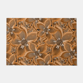 Tapete Laranja, cinza, flores aquáticas.