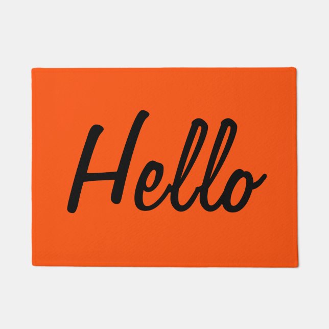 Tapete Laranja e preto | Hello Doormat (Frente)