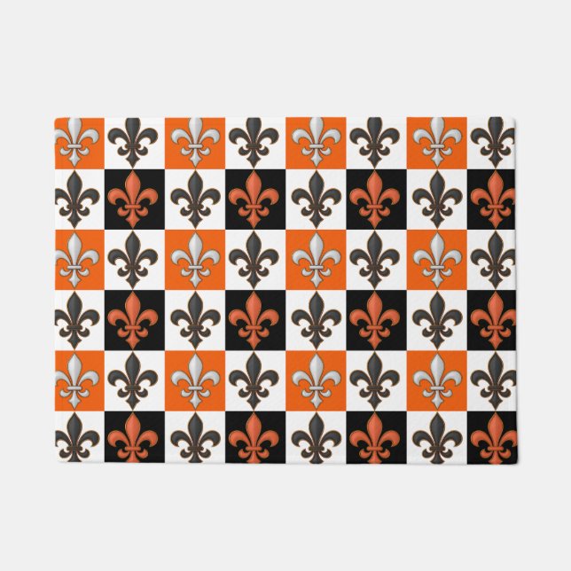 Tapete Laranja Preto-Branco-Verificado Design (Frente)