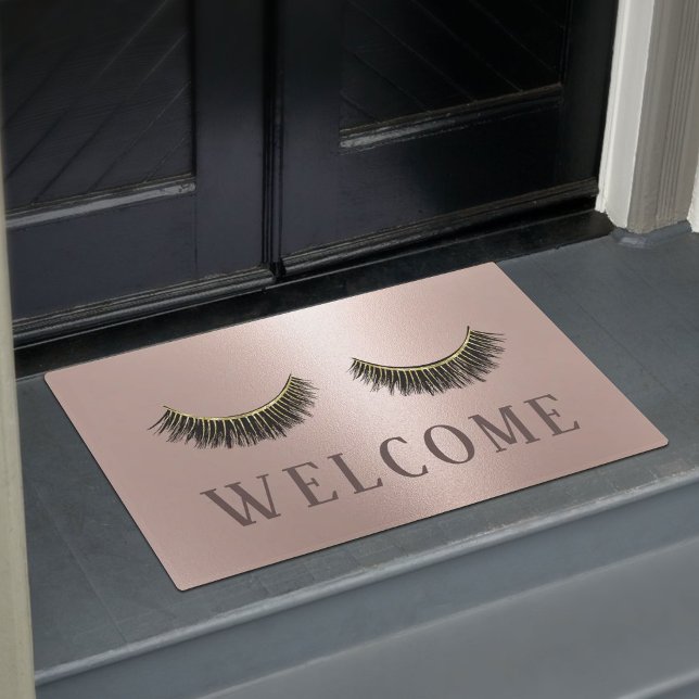 Tapete Lashes Beauty Salon Rosa Dourado Welcome (Criador carregado)