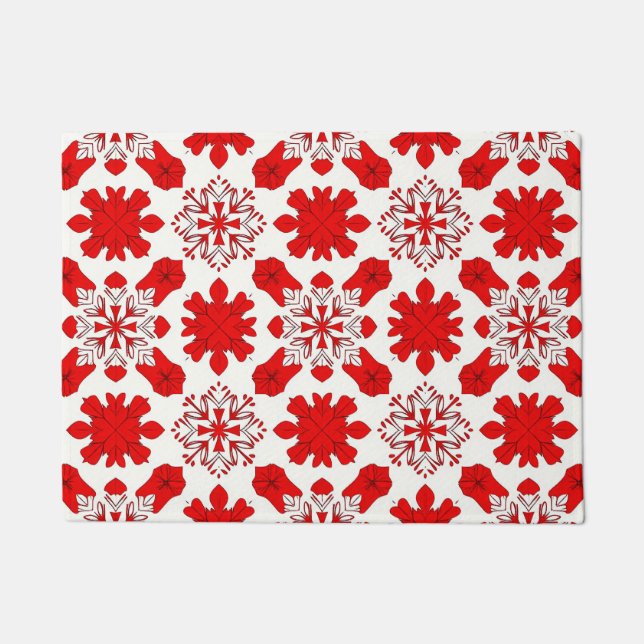 Tapete Layout de Floco de Neve Branco Vermelho para Decor (Frente)