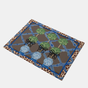 Tapete Leopard Bamboo Chinoiserie Ginger Jar Doormat Rug