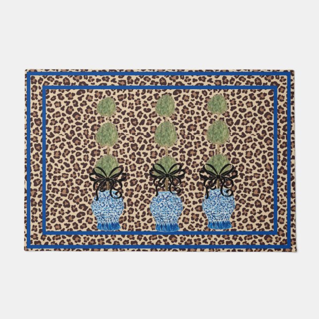 Tapete Leopard Chinoiserie Ginger Jar Doormat Rug (Frente)