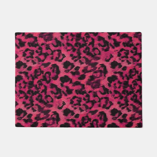 Tapete Leopardo rosa claro e de manchas pretas (Frente)