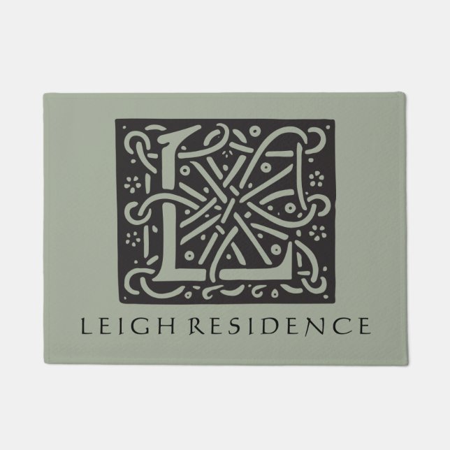 Tapete Letra celta L monograma do nó com nome de família (Frente)