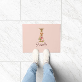 Tapete Letra de Nome Personalizado I Rosas Rosa Bege com