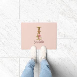 Tapete Letra de Nome Personalizado I Rosas Rosa Bege com