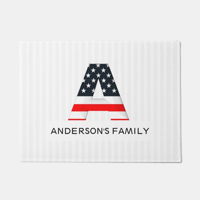 Tapete Letra Moderna Com Bandeira Americana (Frente)