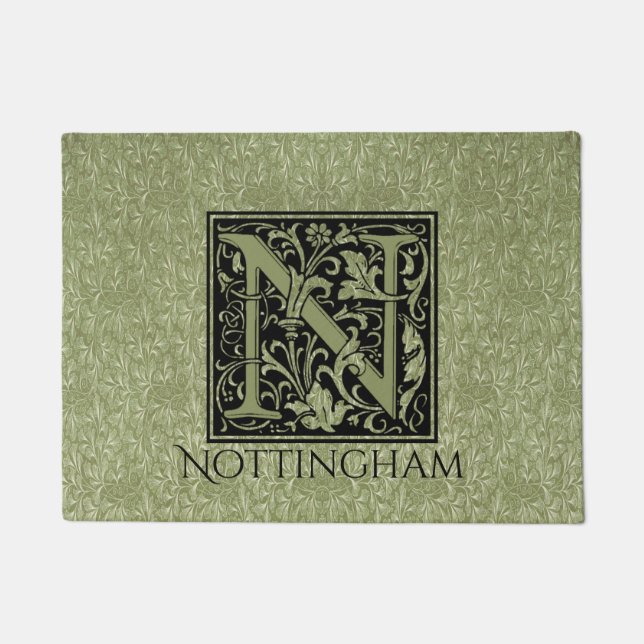 Tapete Letra N Primeira Letra Monograma Personalizado (Frente)