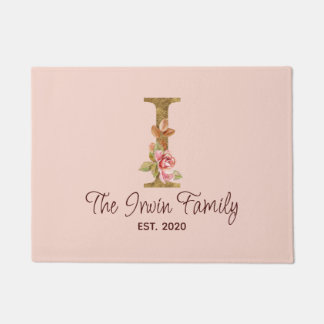 Tapete Letra Personalizada I Dourado Folheado Rosas Rosa 