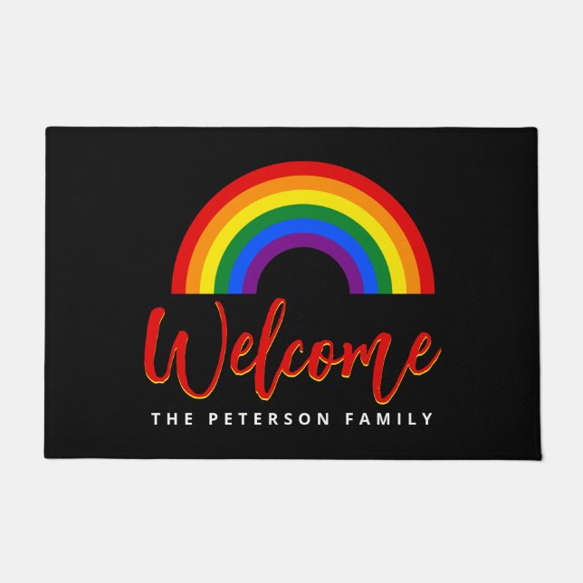 Tapete LGBT | Orgulho gay Rainbow Personalize Black (Frente)