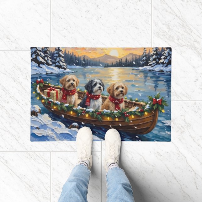 Tapete Lhasa Apso Christmas Boat Holiday (Interior)