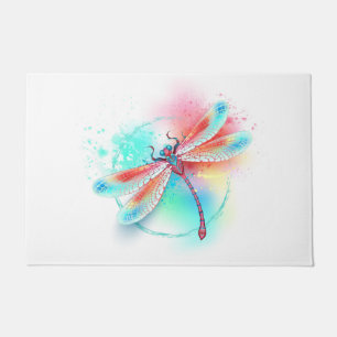 Tapete libélula vermelha sobre fundo de aquarela