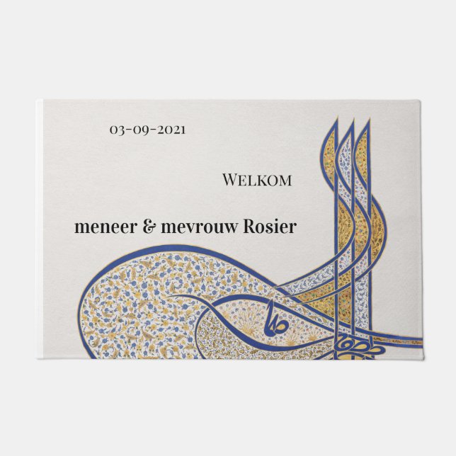 Tapete Liefde blijvend huwelijkscadeau met naam deurmat (Frente)