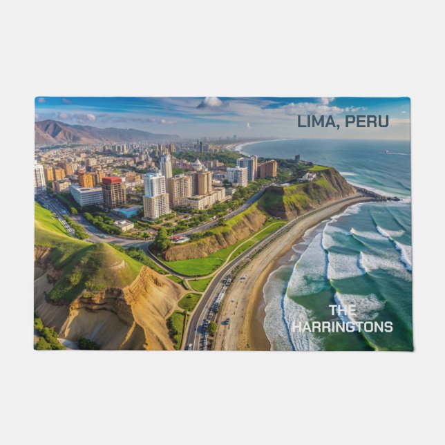 Tapete Lima de texto e nome personalizado, Peru (Frente)