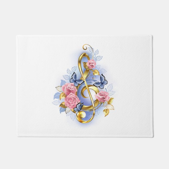 Tapete Limpa de árvore com rosas cor-de-rosa (Frente)