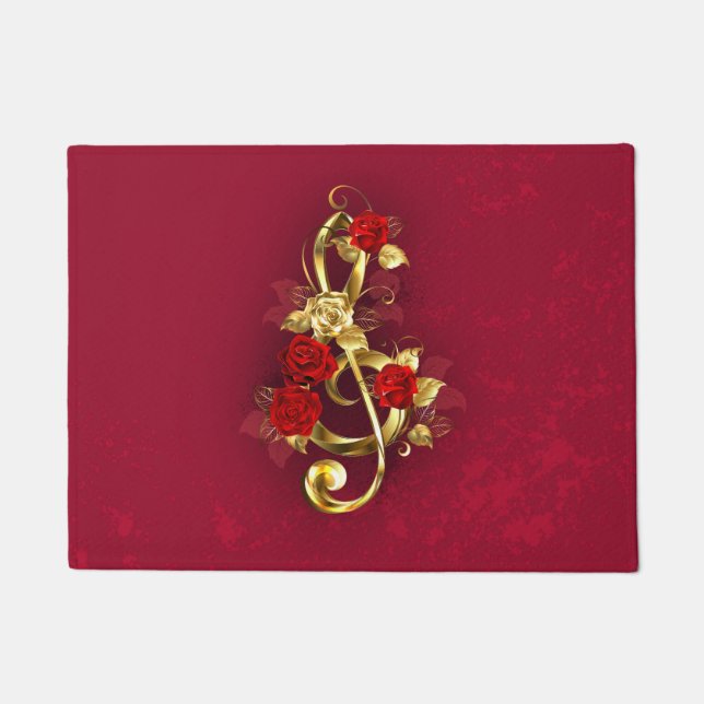 Tapete Limpeza de ouro com Flores Rosa (Frente)