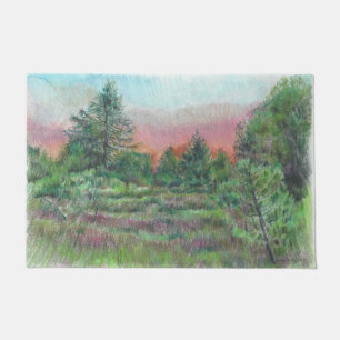 Tapete Linda paisagem Árvores de Arte Rosa Céu
