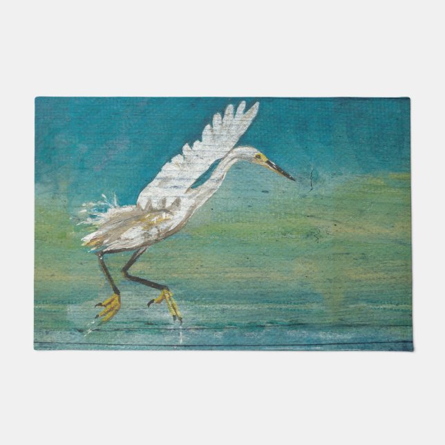 Tapete Linda pintura Egret Shorebird (Frente)