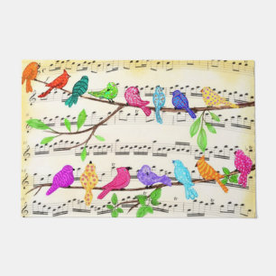 Tapete Linda Sinfonia de Aves Musicais Coloridas - Canç