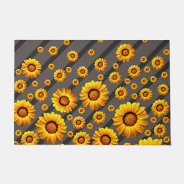 Tapete Lindas flores amarelas nas cinzas, faixas pretas