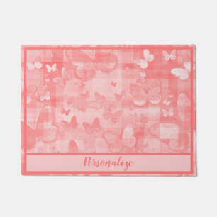 Tapete Lindo Padrão de Borboleta Rosa Delicada Decorativo