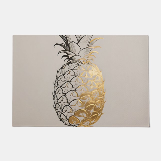 Tapete Linha de Arte de Abacaxi Dourado (Frente)