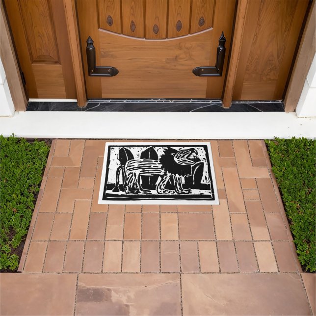 Tapete Lion Lino Cortado Negro e Branco (Ar livre)