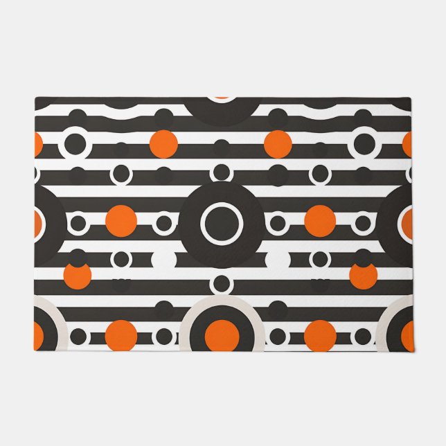 Tapete Listra de Círculo Retro Laranja Preto (Frente)