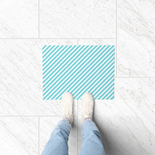 Tapete Listras diagonais clássicas em azul e branco (Interior)