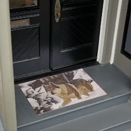 Tapete Lobo Selvagem de Cinzas Bonitas na neve