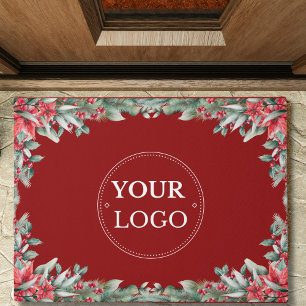 Tapete Logotipo comercial Vermelho Floral Natal moderno
