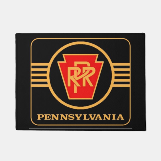 Tapete Logotipo da Ferrovia da Pensilvânia, preto e Doura (Frente)