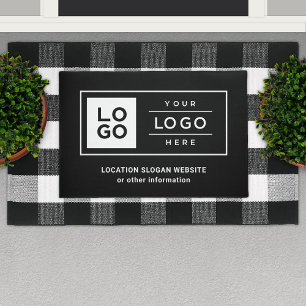 Tapete Logotipo de Negócios Preto Personalizado Bem-vindo