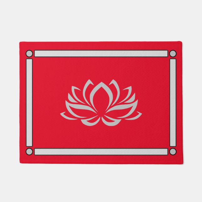 Tapete Lotus prateado em Cherry Doormat (Frente)