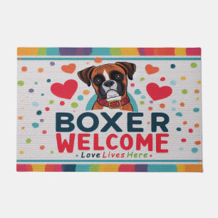 Tapete Love Lives Here - Boxer Dog Welcome