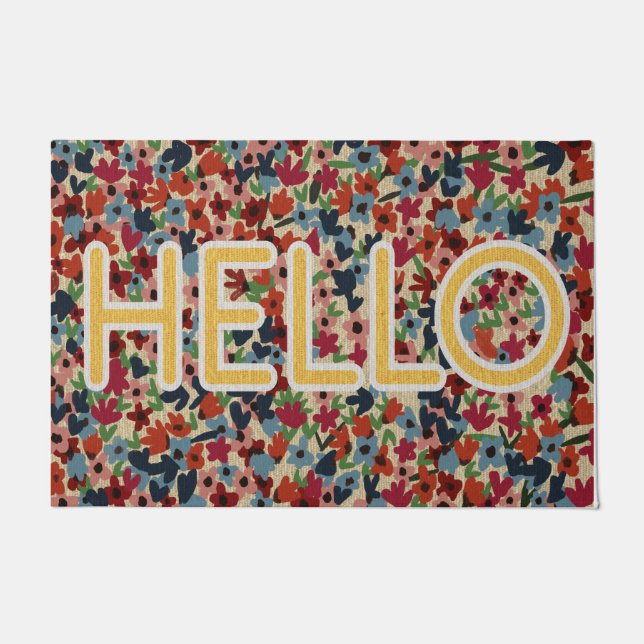 Tapete  Lovely Spring Flowers Doormat, Hello   (Frente)