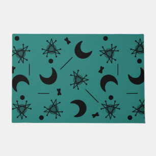 Tapete Luas e Estrelas Era Atômica Abstrato Teal