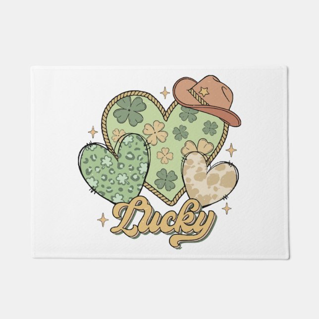 Tapete Lucky Western Heart Shamrock irlandês (Frente)