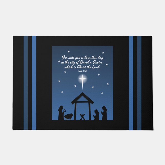 Tapete Luke 2:11 Bíblia de Natal Verse Doormat (Frente)