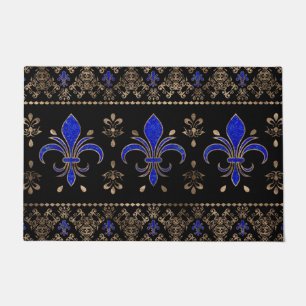 Tapete Luxo Lapils Lazuli e ouro Fleur-de-lis ornamen