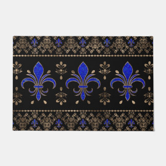 Tapete Luxo Lapils Lazuli e ouro Fleur-de-lis ornamen