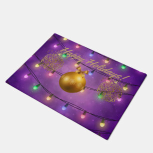 Tapete Luzes de Natal coloridas & ornamento dourados