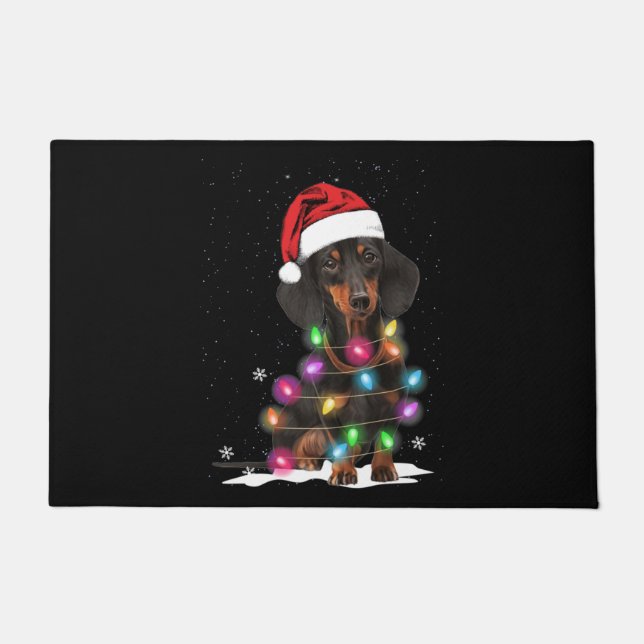 Tapete Luzes De Natal Dachshund Com Neve (Frente)