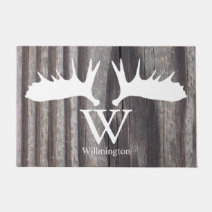 Tapete Madeira resistida dos alces Antlers brancos -