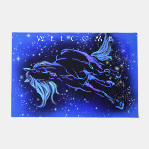 Tapete Magic Blue Horse Running At Starry Night - Bem-vin